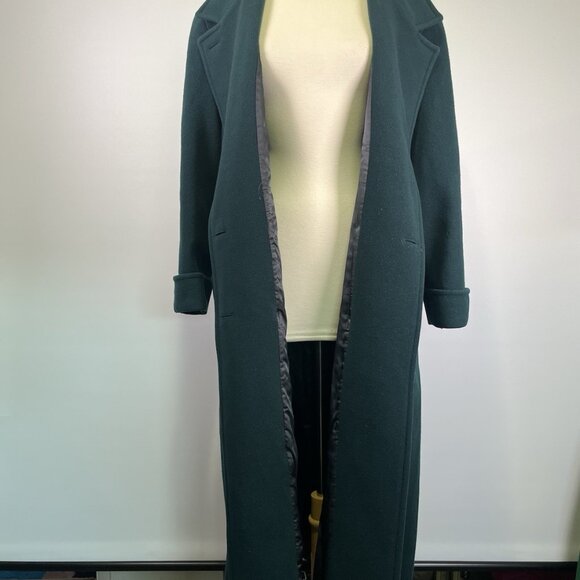 VTG 80s Donnybrook 100% Wool Green Long Overcoat Women’s Size 12 Double Breasted - Picture 10 of 16